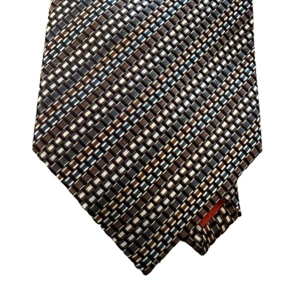 GR Collezioni quality handmade woven ribbon look neutral striped silk tie